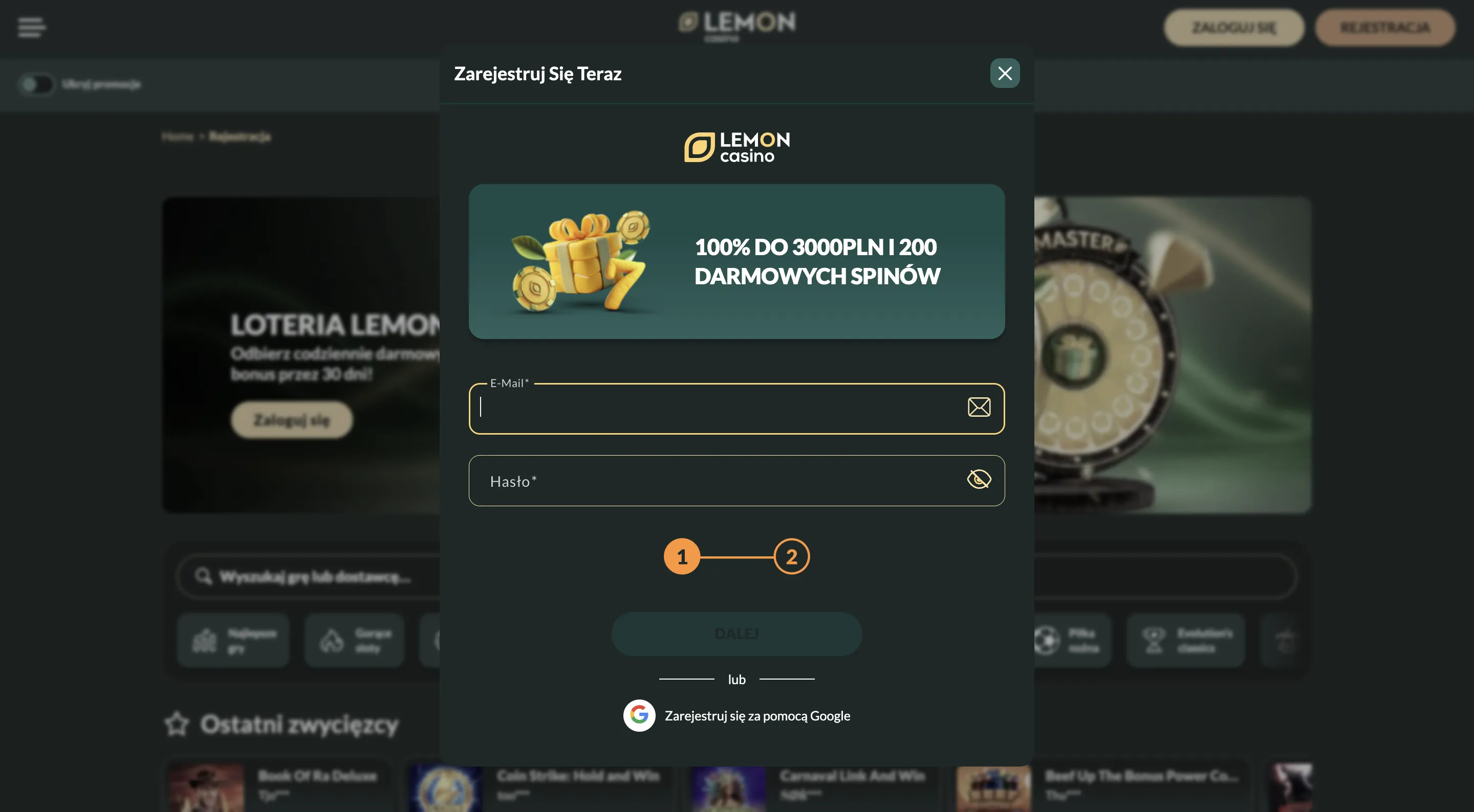 Lemon Casino rejestracja — krok po kroku zakładanie konta